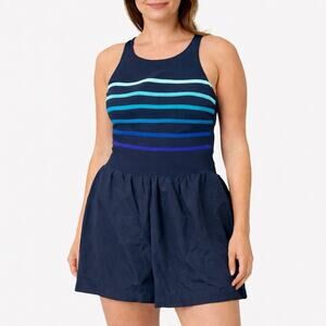 Gabar Navy Blue Swim Dress Size 10 High Neck Jogger Skirt One Piece Full Cup NWT